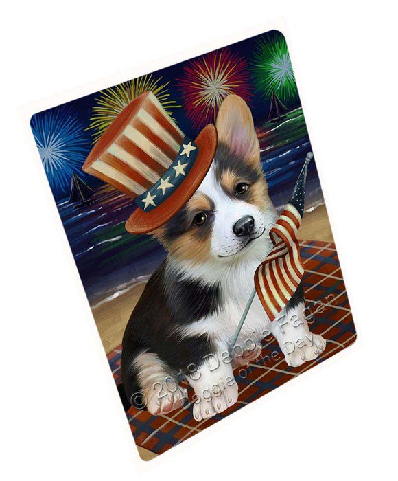 4th of July Independence Day Firework Corgie Dog Blanket BLNKT55623 (37x57 Sherpa)