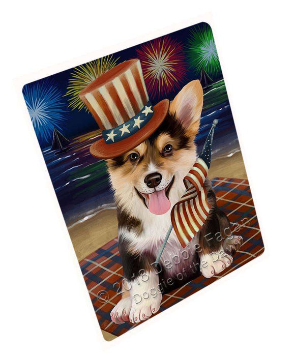 4th of July Independence Day Firework Corgie Dog Blanket BLNKT55641 (37x57 Sherpa)