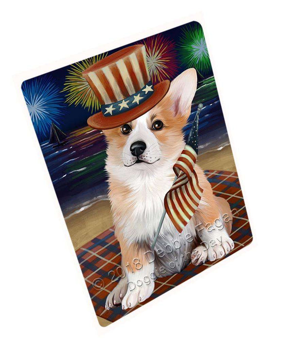 4th of July Independence Day Firework Corgie Dog Blanket BLNKT55650 (37x57 Sherpa)