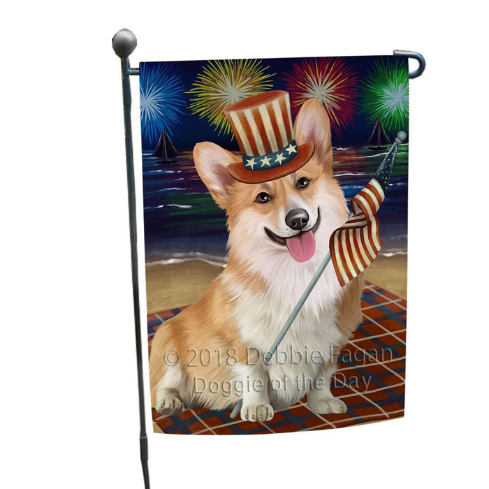 4th of July Independence Day Firework Corgie Dog Garden Flag GFLG48798