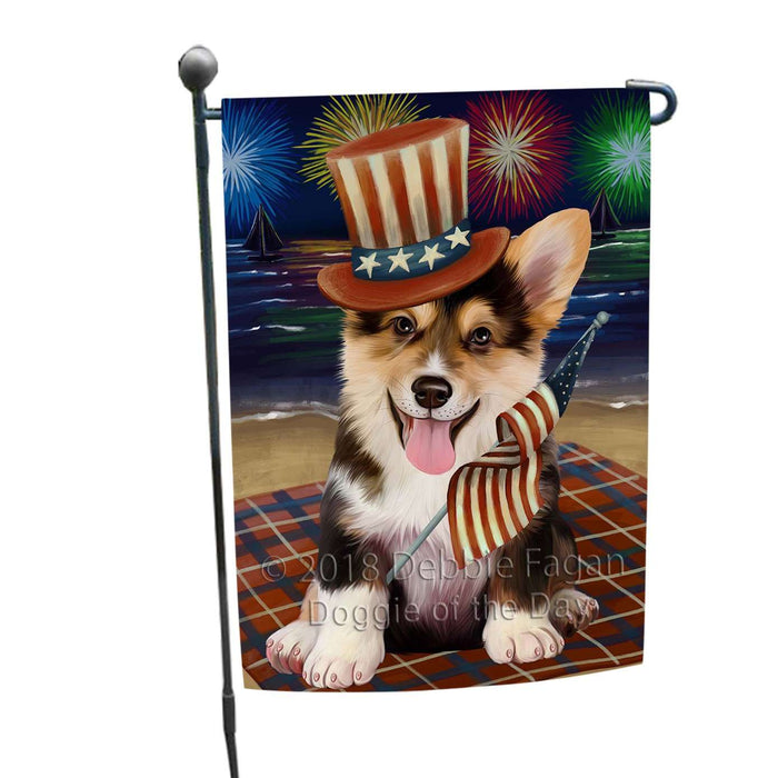 4th of July Independence Day Firework Corgie Dog Garden Flag GFLG48802