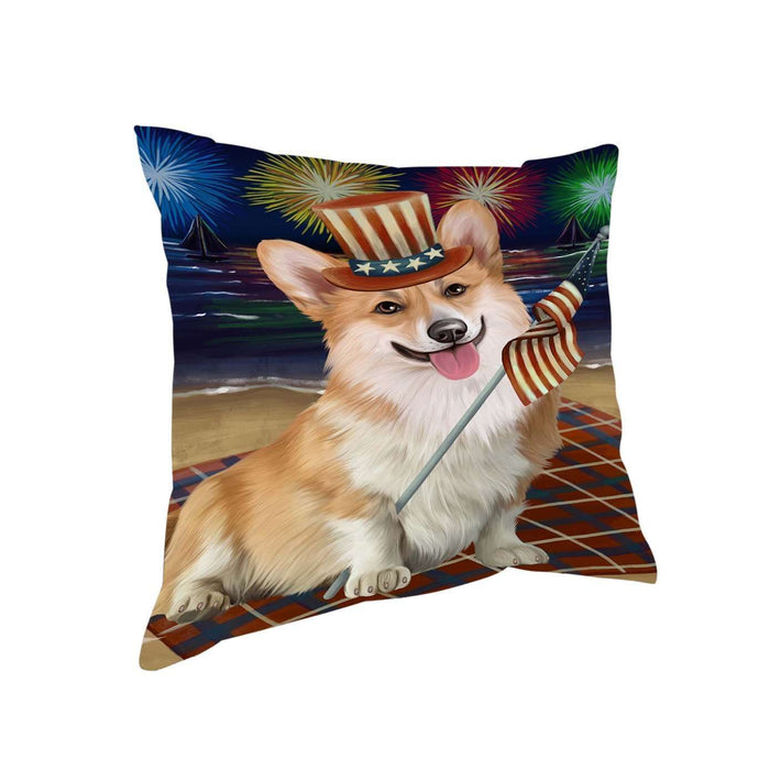 4th of July Independence Day Firework Corgie Dog Pillow PIL51412