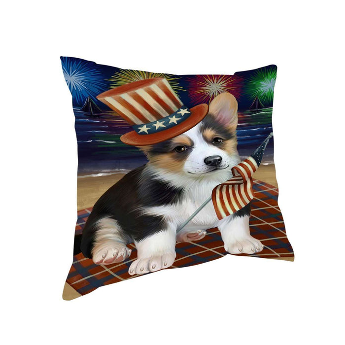 4th of July Independence Day Firework Corgie Dog Pillow PIL51420