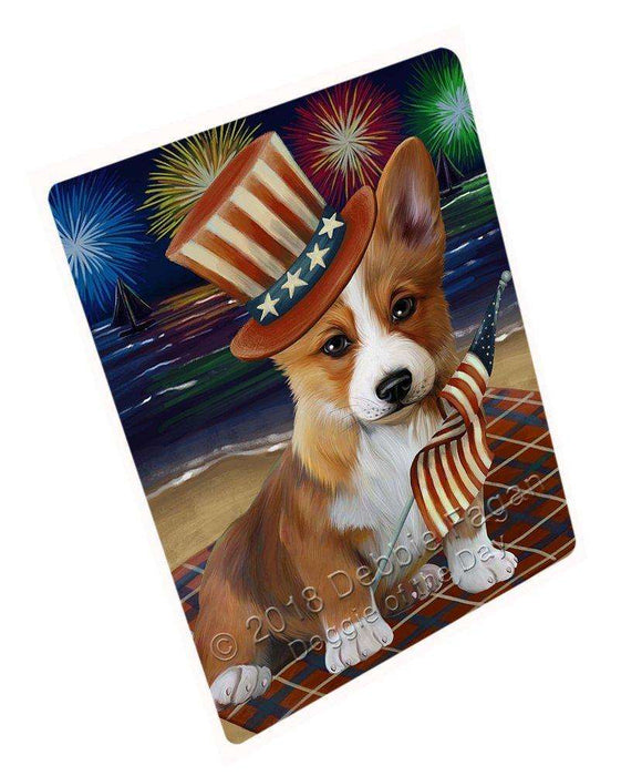 4th of July Independence Day Firework Corgie Dog Tempered Cutting Board C50544