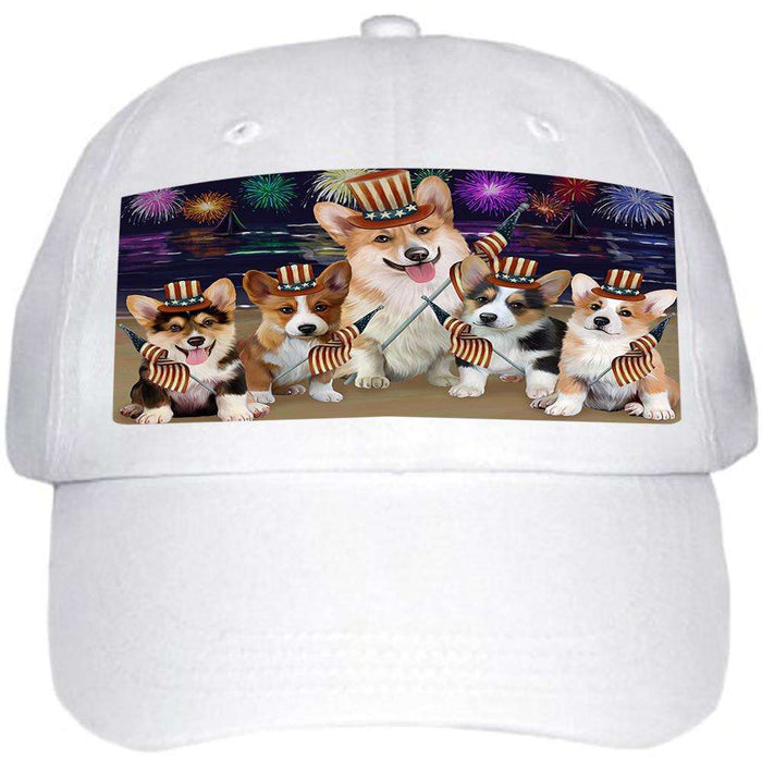 4th of July Independence Day Firework Corgies Dog Ball Hat Cap HAT50403