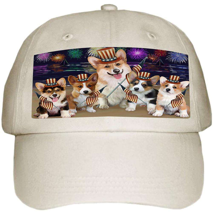 4th of July Independence Day Firework Corgies Dog Ball Hat Cap HAT50403