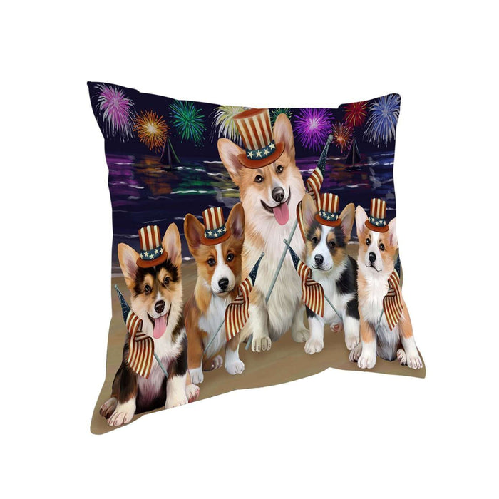 4th of July Independence Day Firework Corgies Dog Pillow PIL51416