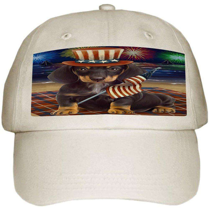 4th of July Independence Day Firework Dachshund Dog Ball Hat Cap HAT49953