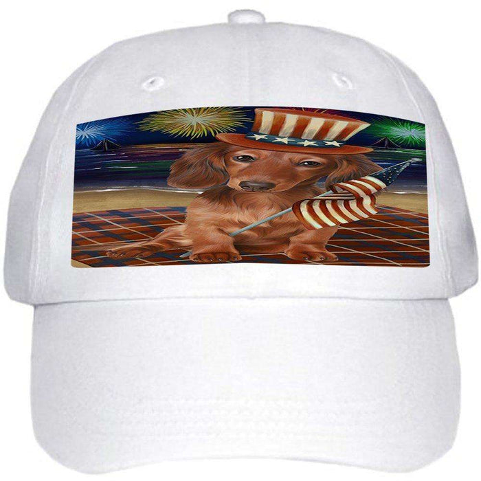 4th of July Independence Day Firework Dachshund Dog Ball Hat Cap HAT49956