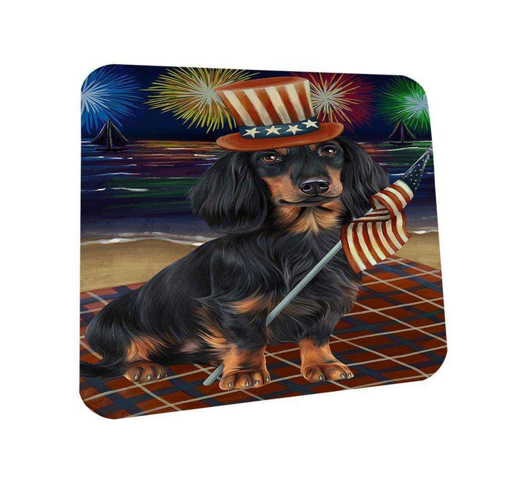 4th of July Independence Day Firework Dachshund Dog Coasters Set of 4 CST48697