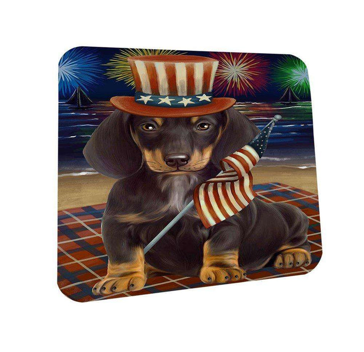 4th of July Independence Day Firework Dachshund Dog Coasters Set of 4 CST48699
