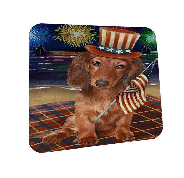4th of July Independence Day Firework Dachshund Dog Coasters Set of 4 CST48700