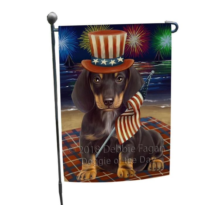 4th of July Independence Day Firework Dachshund Dog Garden Flag GFLG48649