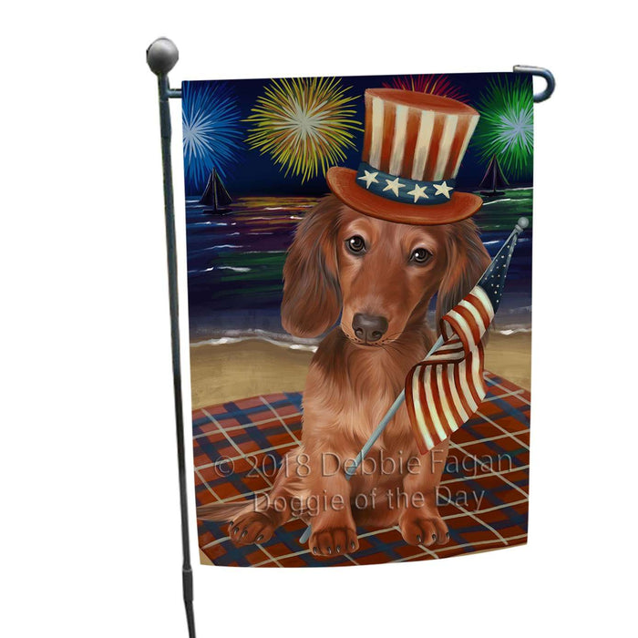 4th of July Independence Day Firework Dachshund Dog Garden Flag GFLG48650