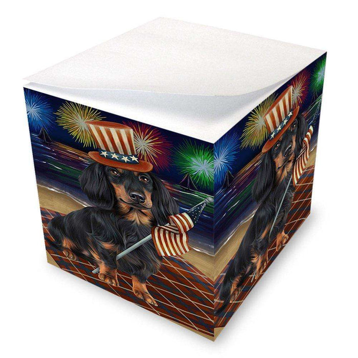 4th of July Independence Day Firework Dachshund Dog Note Cube NOC48738