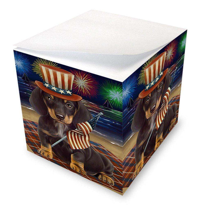 4th of July Independence Day Firework Dachshund Dog Note Cube NOC48740