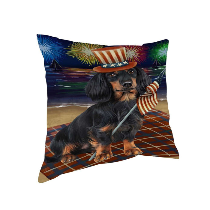 4th of July Independence Day Firework Dachshund Dog Pillow PIL50808