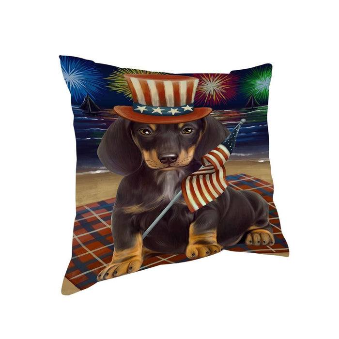 4th of July Independence Day Firework Dachshund Dog Pillow PIL50816