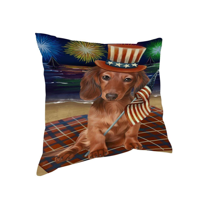 4th of July Independence Day Firework Dachshund Dog Pillow PIL50820