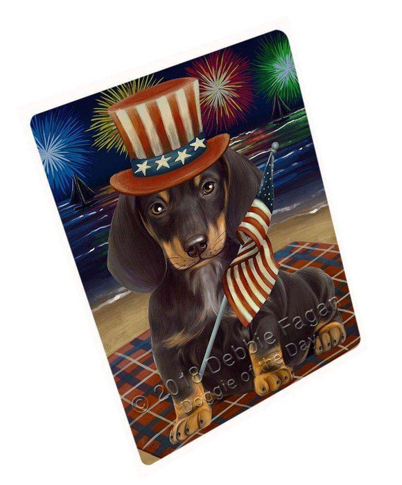 4th of July Independence Day Firework Dachshund Dog Tempered Cutting Board C49914