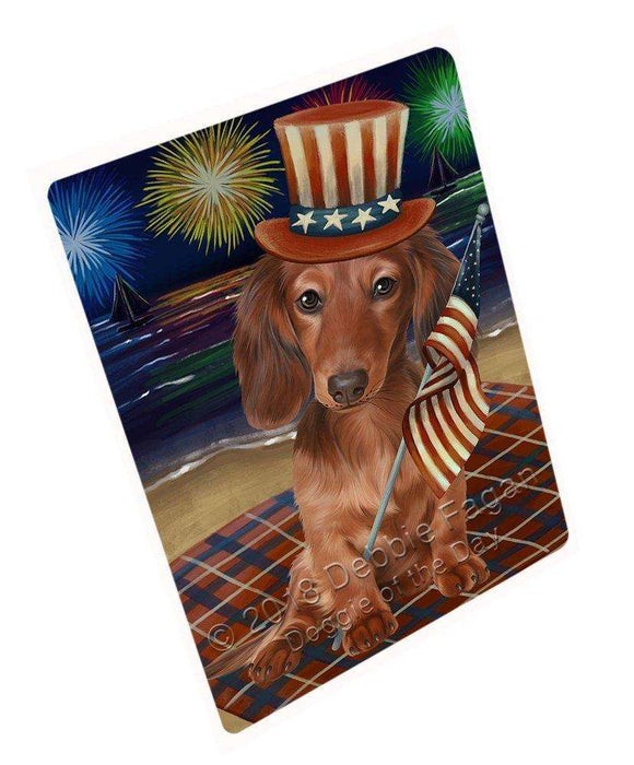 4th of July Independence Day Firework Dachshund Dog Tempered Cutting Board C49917