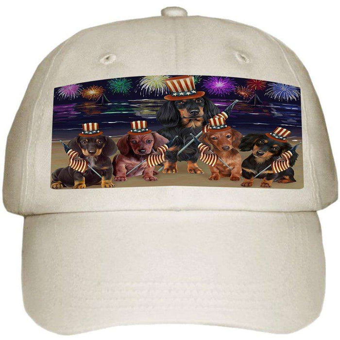 4th of July Independence Day Firework Dachshunds Dog Ball Hat Cap HAT49950