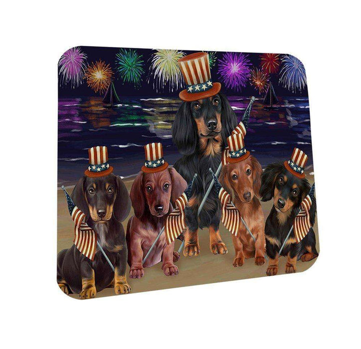 4th of July Independence Day Firework Dachshunds Dog Coasters Set of 4 CST48698