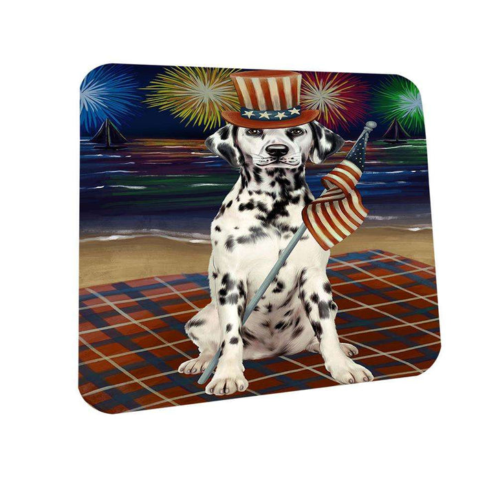 4th of July Independence Day Firework Dalmatian Dog Coasters Set of 4 CST48854