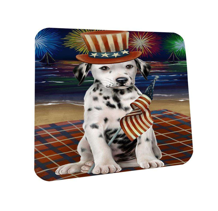 4th of July Independence Day Firework Dalmatian Dog Coasters Set of 4 CST48856