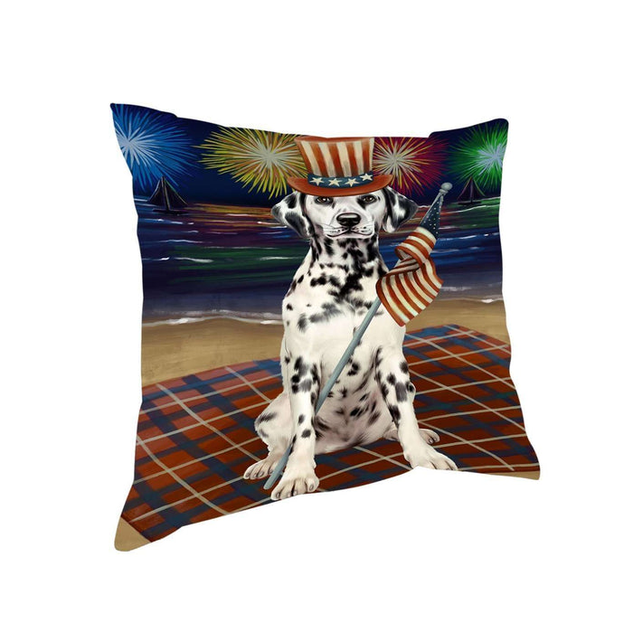 4th of July Independence Day Firework Dalmatian Dog Pillow PIL51436