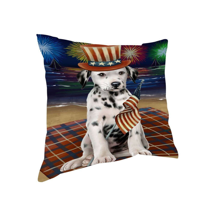 4th of July Independence Day Firework Dalmatian Dog Pillow PIL51444