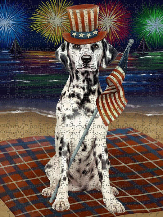 4th of July Independence Day Firework Dalmatian Dog Puzzle with Photo Tin PUZL50868