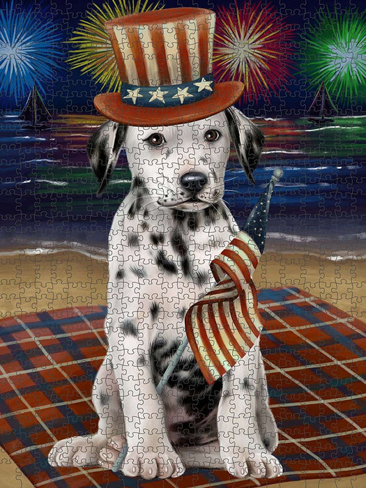 4th of July Independence Day Firework Dalmatian Dog Puzzle with Photo Tin PUZL50874