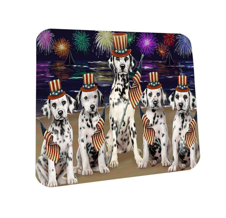 4th of July Independence Day Firework Dalmatians Dog Coasters Set of 4 CST48855
