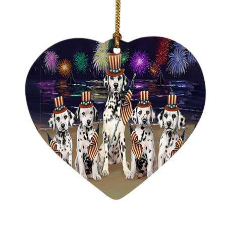 4th of July Independence Day Firework Dalmatians Dog Heart Christmas Ornament HPOR48896