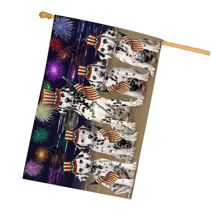 4th of July Independence Day Firework Dalmatians Dog House Flag FLG48861