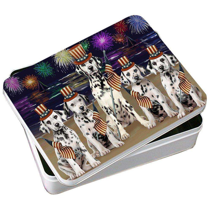 4th of July Independence Day Firework Dalmatians Dog Photo Storage Tin PITN48896