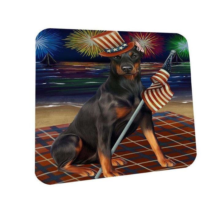 4th of July Independence Day Firework Doberman Pinscher Dog Coasters Set of 4 CST48857