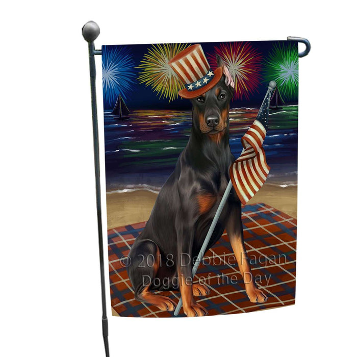 4th of July Independence Day Firework Doberman Pinscher Dog Garden Flag GFLG48807