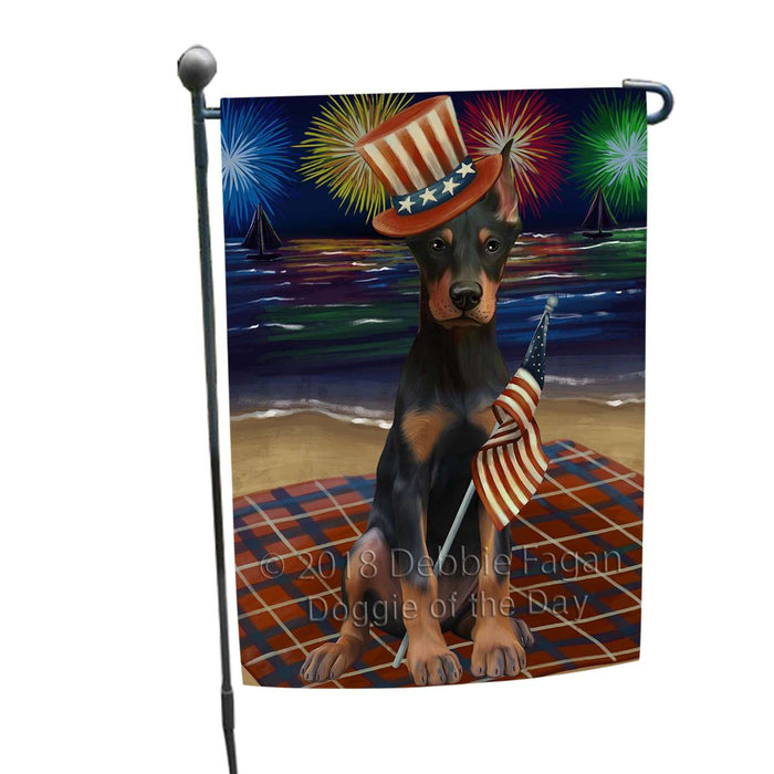 4th of July Independence Day Firework Doberman Pinscher Dog Garden Flag GFLG48809