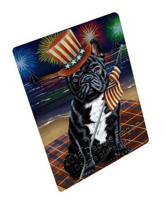4th of July Independence Day Firework French Bulldog Blanket BLNKT55713 (37x57 Sherpa)
