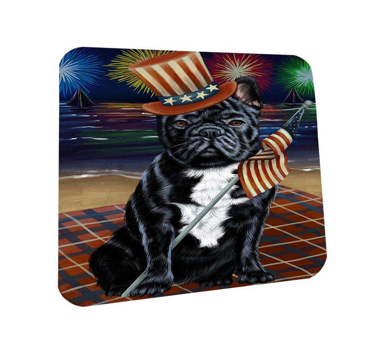 4th of July Independence Day Firework French Bulldog Coasters Set of 4 CST48860