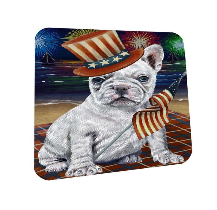 4th of July Independence Day Firework French Bulldog Coasters Set of 4 CST48862