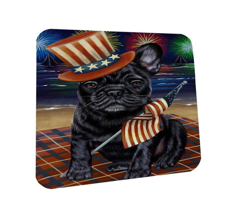 4th of July Independence Day Firework French Bulldog Coasters Set of 4 CST48863