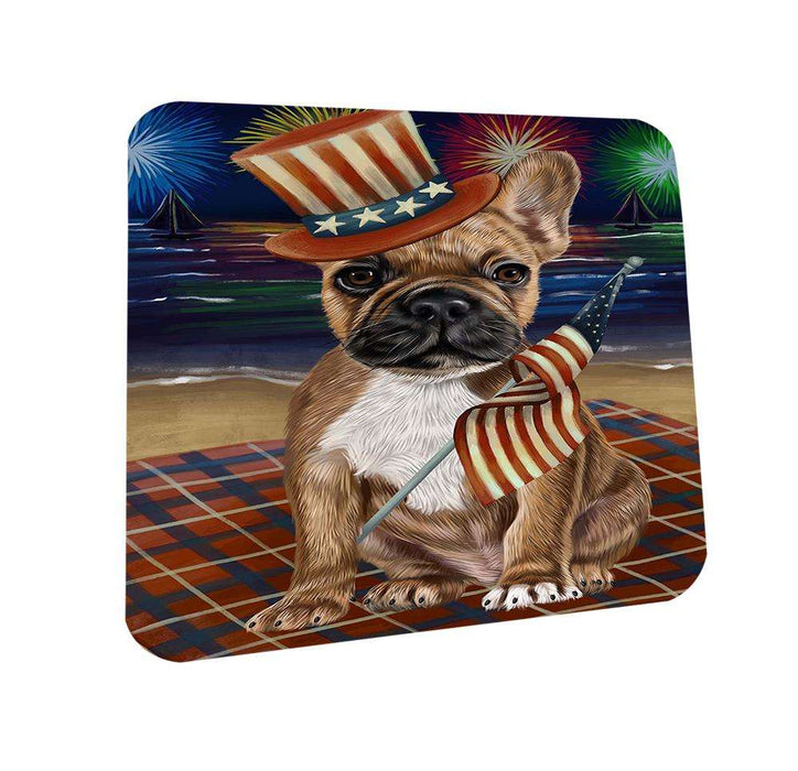 4th of July Independence Day Firework French Bulldog Coasters Set of 4 CST48864