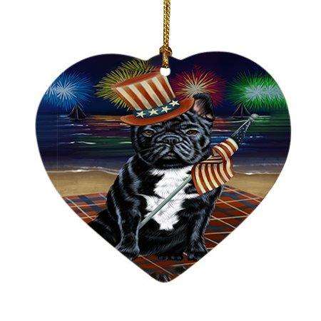 4th of July Independence Day Firework French Bulldog Heart Christmas Ornament HPOR48901