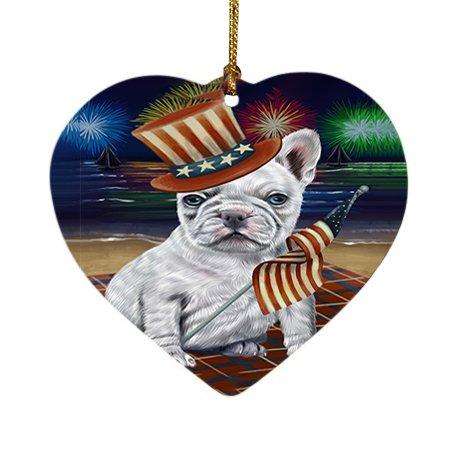 4th of July Independence Day Firework French Bulldog Heart Christmas Ornament HPOR48903