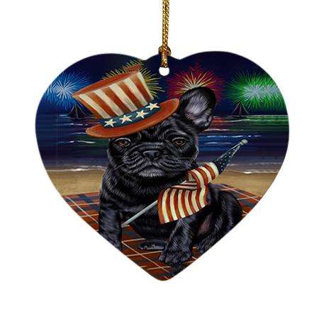 4th of July Independence Day Firework French Bulldog Heart Christmas Ornament HPOR48904