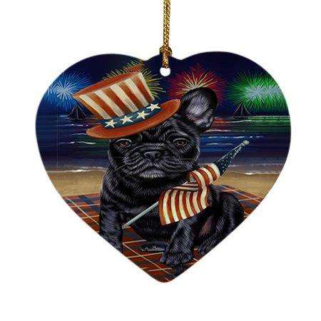 4th of July Independence Day Firework French Bulldog Heart Christmas Ornament HPOR48904