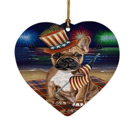 4th of July Independence Day Firework French Bulldog Heart Christmas Ornament HPOR48905